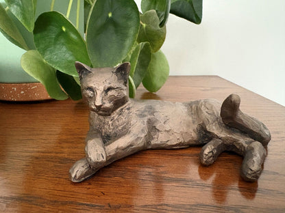 Tinkabelle Laying Down Cat Sculpture By Paul Jenkins By Frith UK