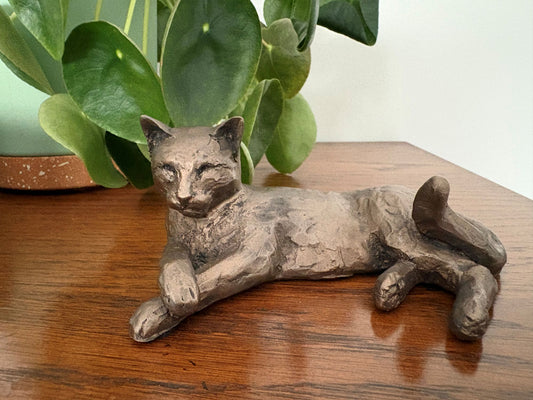 Tinkabelle Laying Down Cat Sculpture By Paul Jenkins By Frith UK