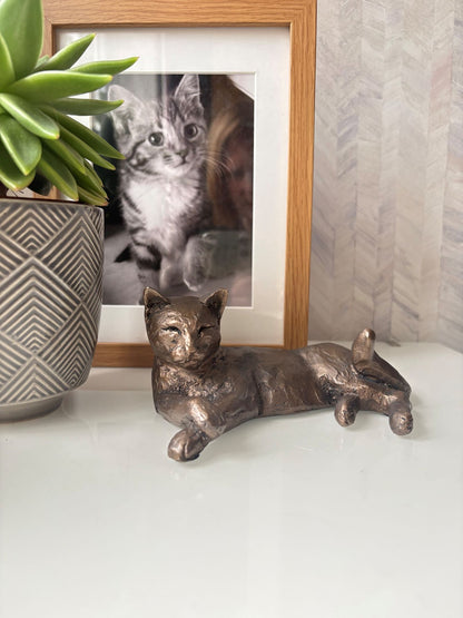 Tinkabelle Laying Down Cat Sculpture By Paul Jenkins By Frith UK