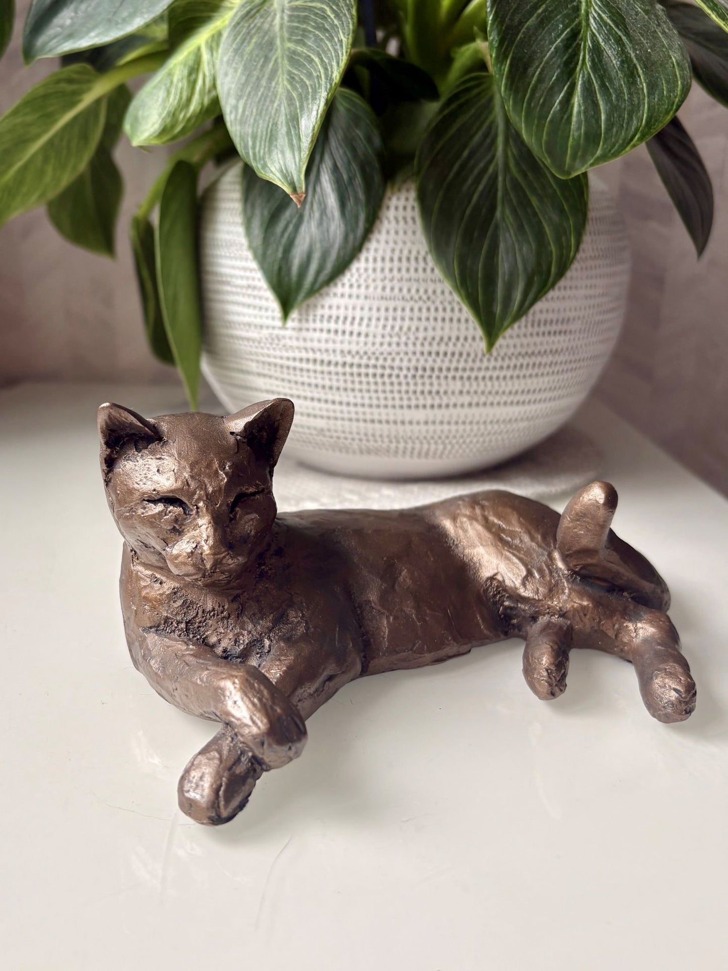 Tinkabelle Laying Down Cat Sculpture By Paul Jenkins By Frith UK