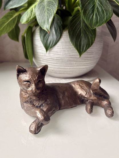 Tinkabelle Laying Down Cat Sculpture By Paul Jenkins By Frith UK
