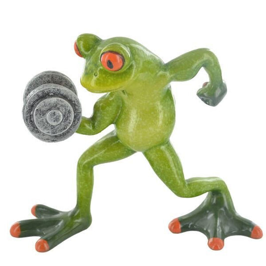 Comical Frog Weight Lifter Resin Gym Frog Figure
