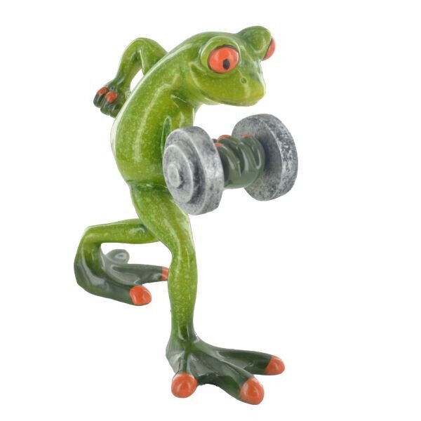 Comical Frog Weight Lifter Resin Gym Frog Figure
