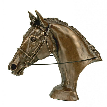 Horse Head Figure Signed Harriet Glen Cold Cast Bronze Eventer