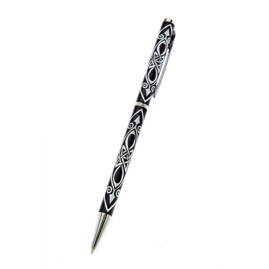 Black & Silver Celtic Spear Design Slimline Ballpoint Pen