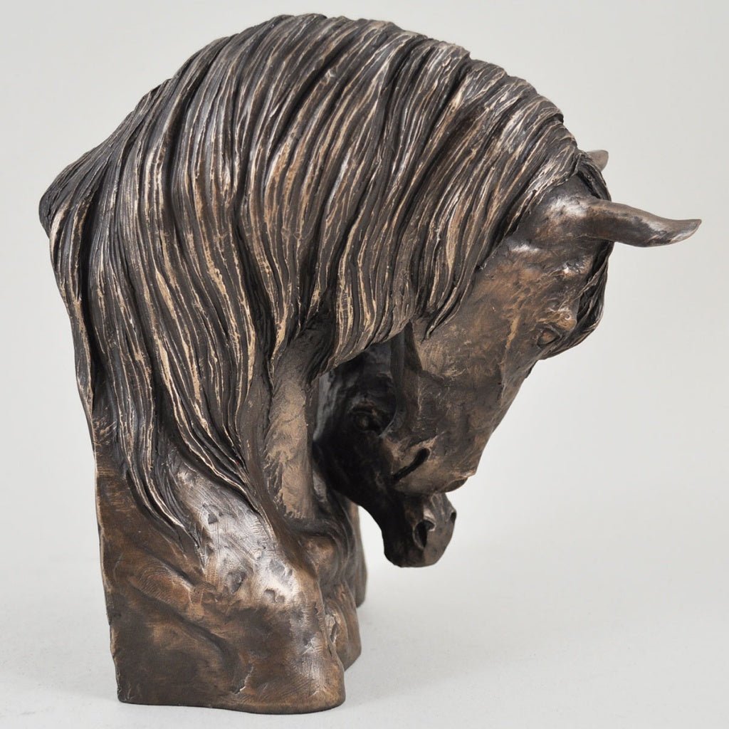 Mare & Foal Horses Head Figure By David Geenty Signed Cold Cast Bronze