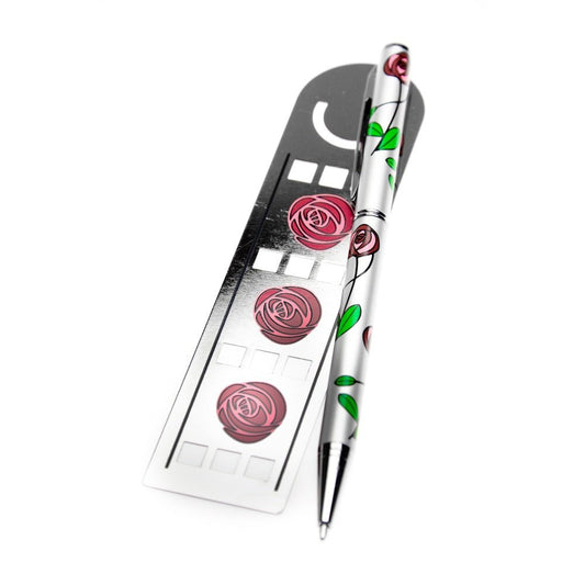 Pen and Bookmark Set Mackintosh 3 Red Roses in Presentation Box
