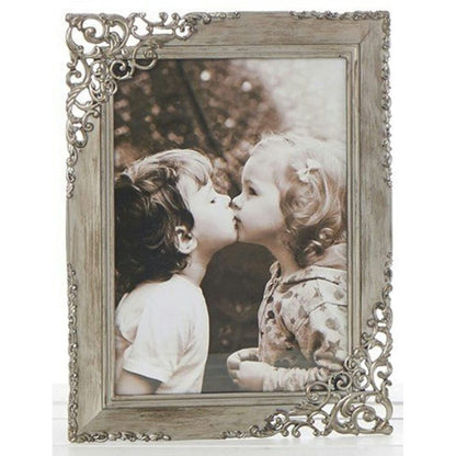 Metal Lace Photo Frame Vintage Style Brushed Black Silver Colour