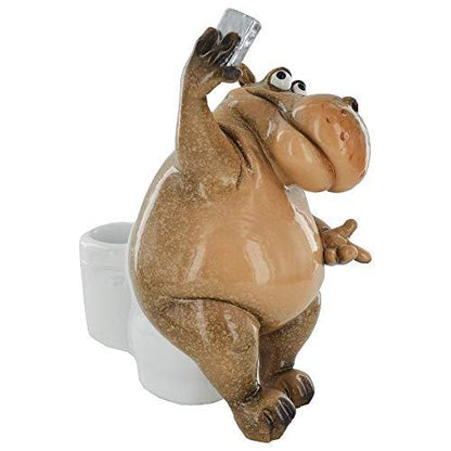 Comical Hippo on the Toilet Taking Selfie