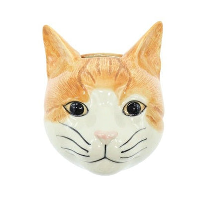 Ceramic Ginger White Cat Wall Vase Called Squash