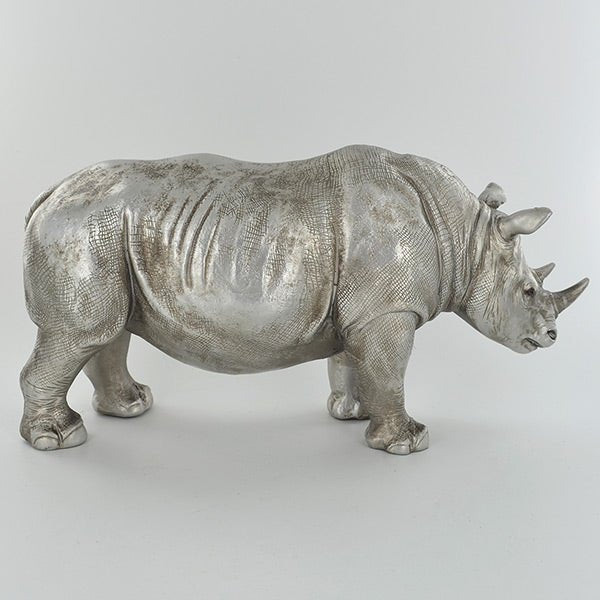 Antique Silver Finish Rhinoceros Ornament