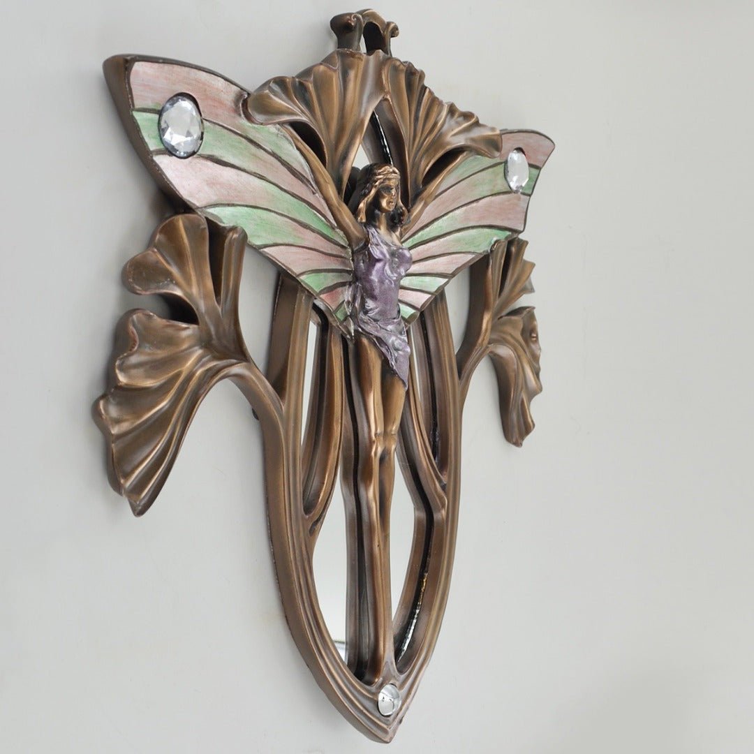Lady Butterfly Mirror, Cold Cast Bronze Wall Decor