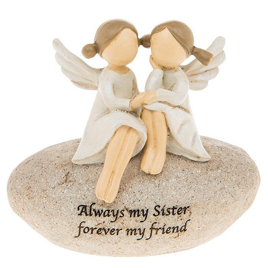 Always My Sister Forever My Friend Sentimental Angel Pebble Figure