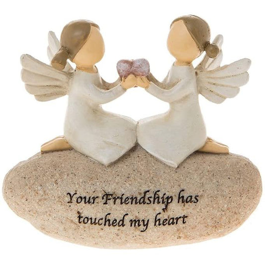 Your Friendship Has Touched My Heart Sentimental Pebble Figure