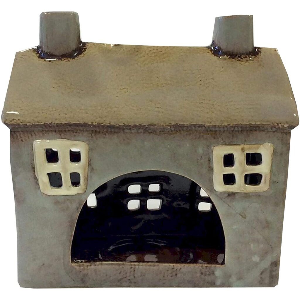 Village Pottery Grey House Tea Light Holder