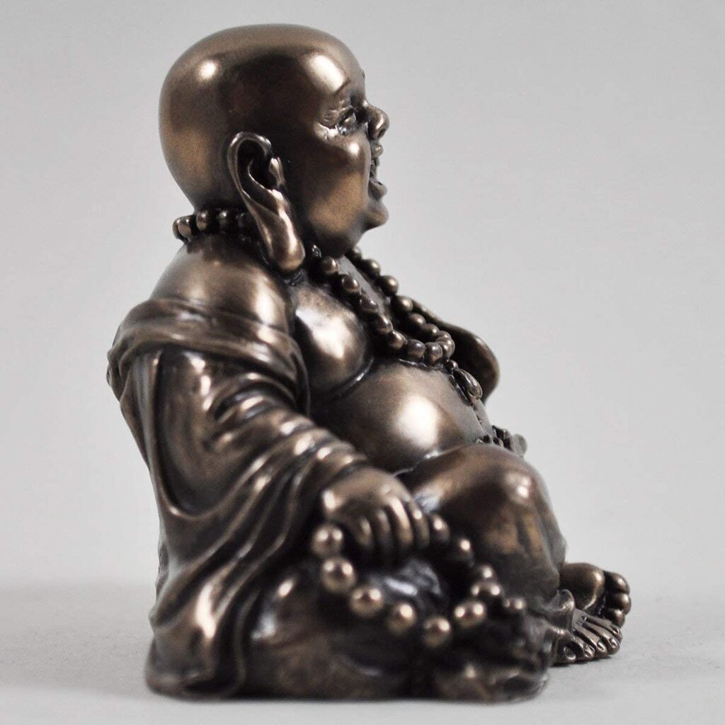 Happy Buddha Sitting Laughing In Cold Cast Bronze