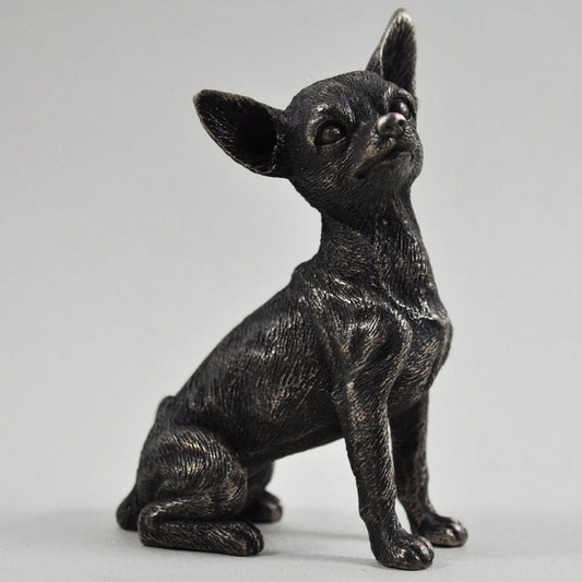 Chihuahua Dog Figure In Cold Cast Bronze