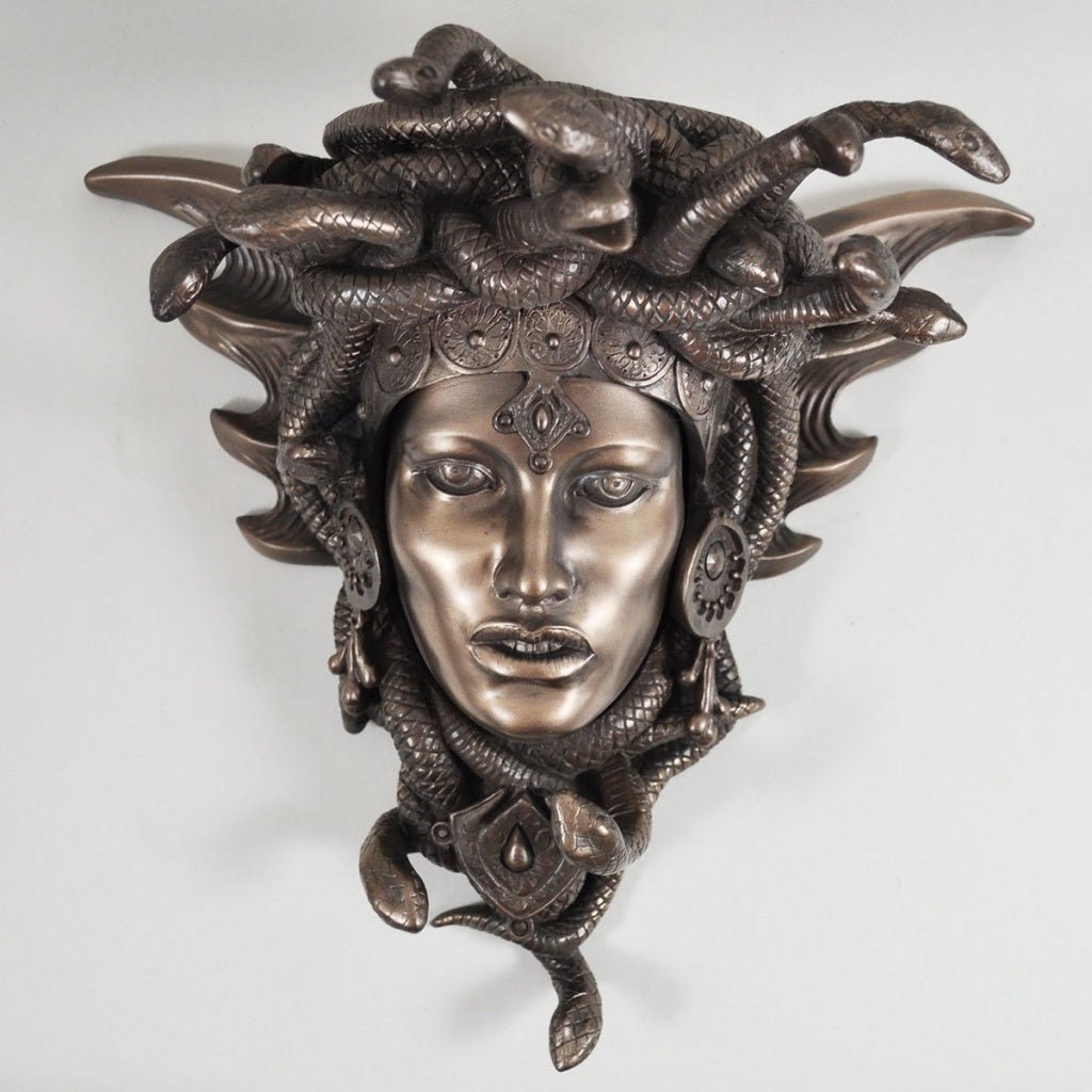 Medusa Head Wall Plaque Sculpture Cold Cast Bronze
