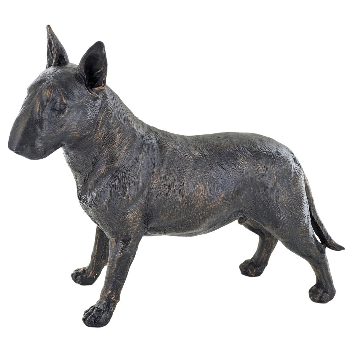 Bull Terrier Dog Painted Bronze Resin Sculpture