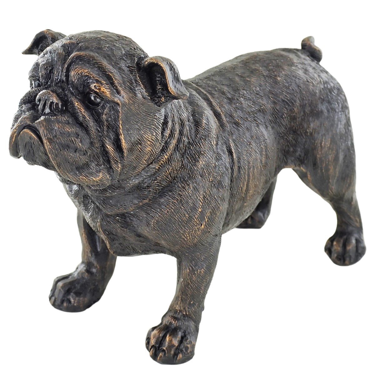 Bulldog Dog Painted Bronze Resin Sculpture