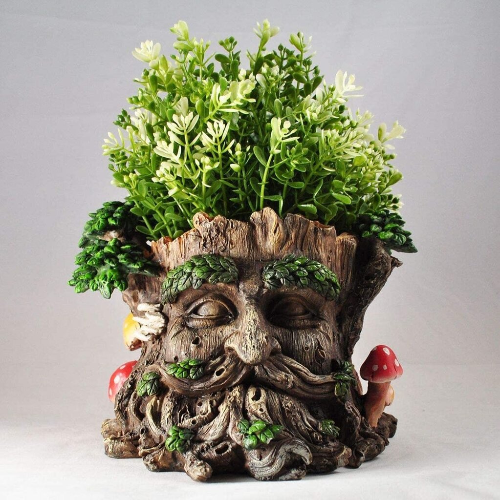 Tree Ent Face Plant Pot Holder Greenman Face Decorative Woodland Planter