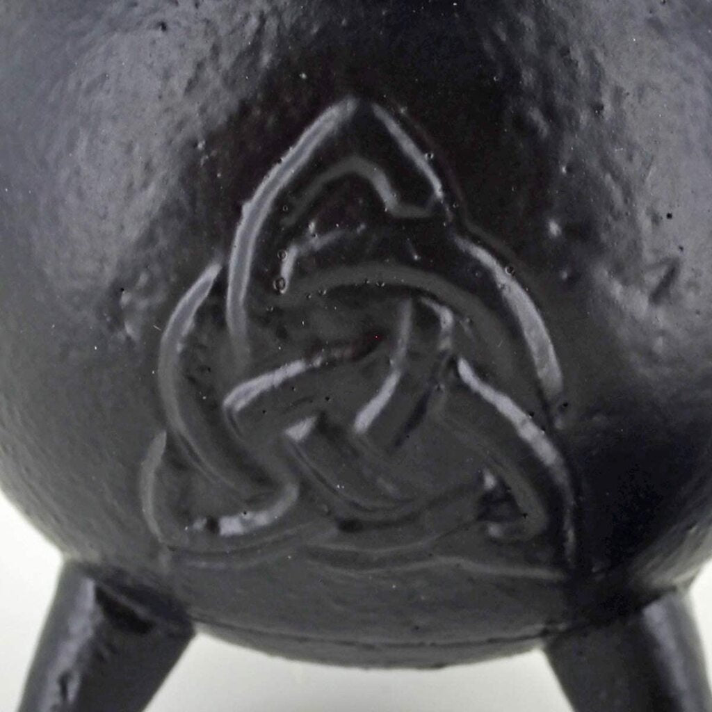 Cast Iron Small Cauldron Triquetra Design Removable Lid
