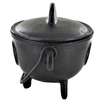 Cast Iron Cauldron Triquetra Design With Removable Lid