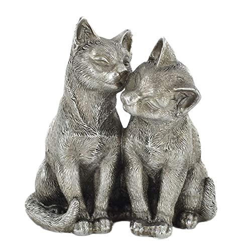Pair Cats Antique Silver Finish