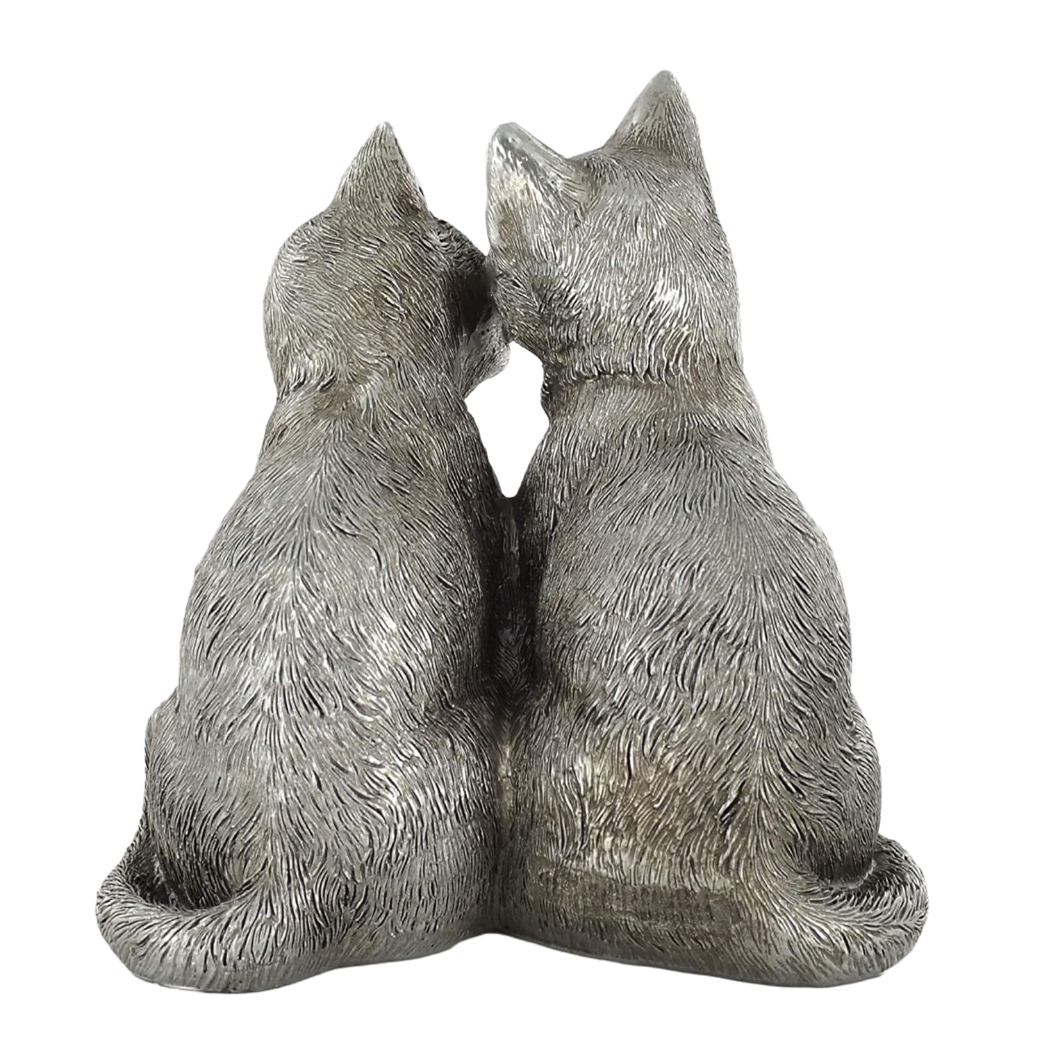 Pair Cats Antique Silver Finish
