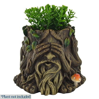 Tree Ent Plant Pot Holder Hear See Speak Evil Decorative Planter