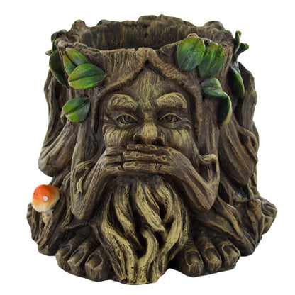 Tree Ent Plant Pot Holder Hear See Speak Evil Decorative Planter