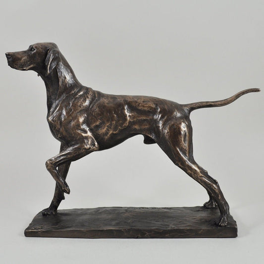 Pointer Dog Sculpture Signed David Geenty Cold Cast Bronze