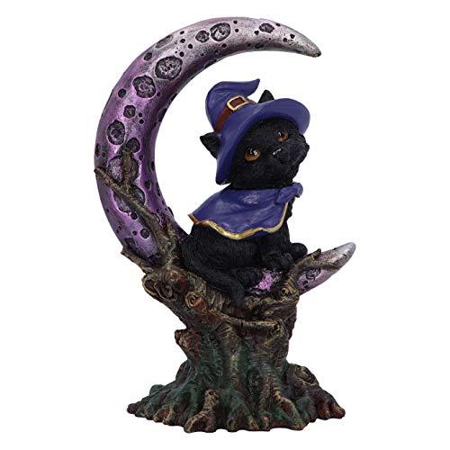 Grimalkin Witches Familiar Black Cat Crescent Moon Figurine