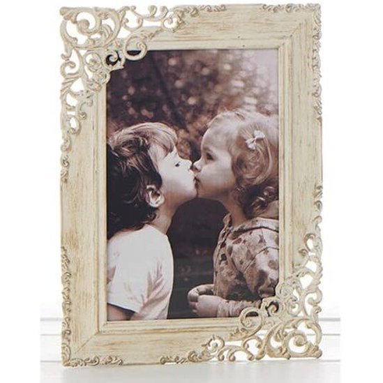 Metal Lace Photo Frame Vintage Style Brushed Cream Colour