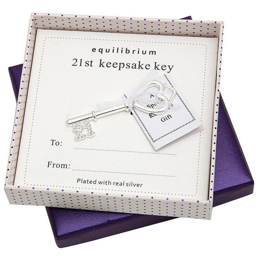 Silver Plated 21st Keepsake Key