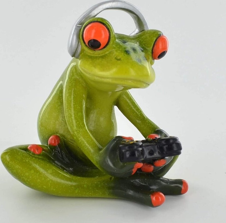 Comical Frog Super Gamer Resin Figurine