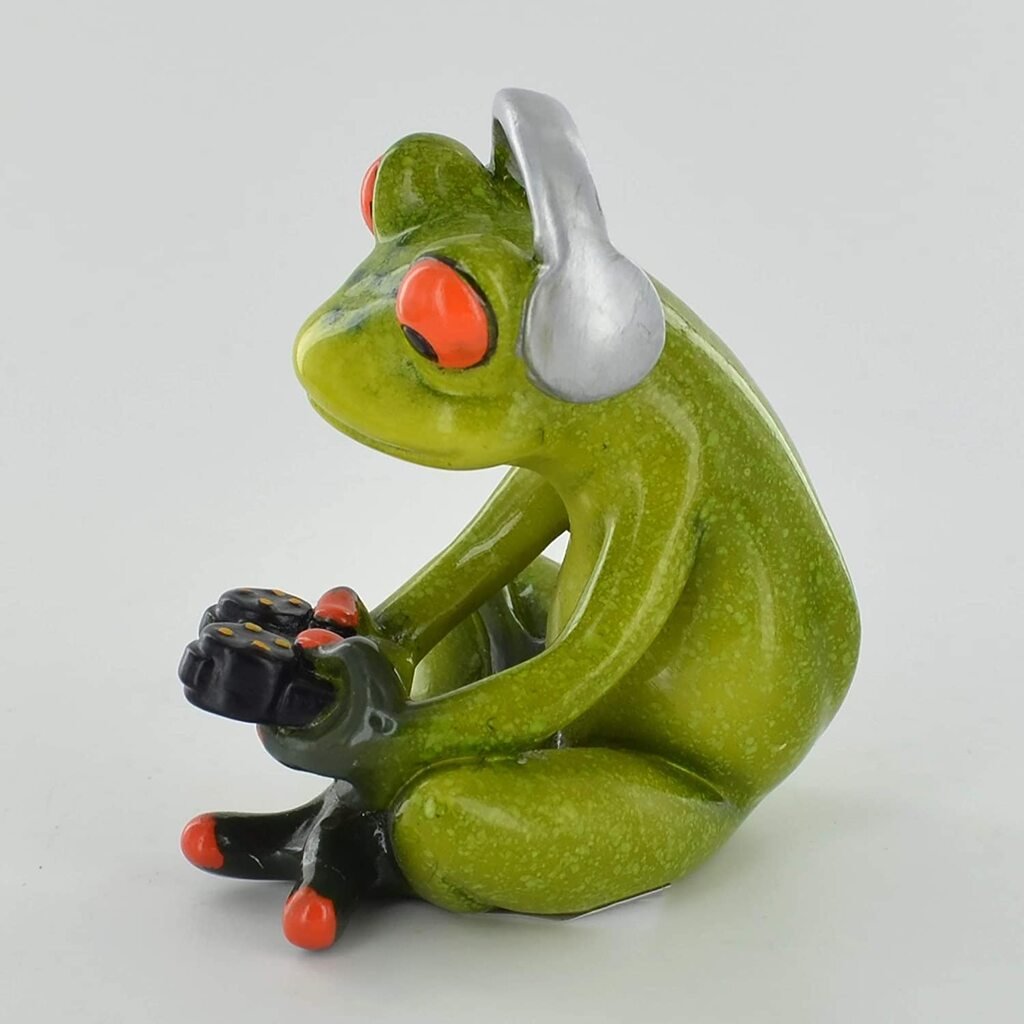 Comical Frog Super Gamer Resin Figurine