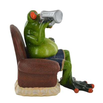 Comical Frogs Beer Time Small Resin Figurine