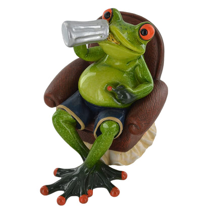 Comical Frogs Beer Time Small Resin Figurine