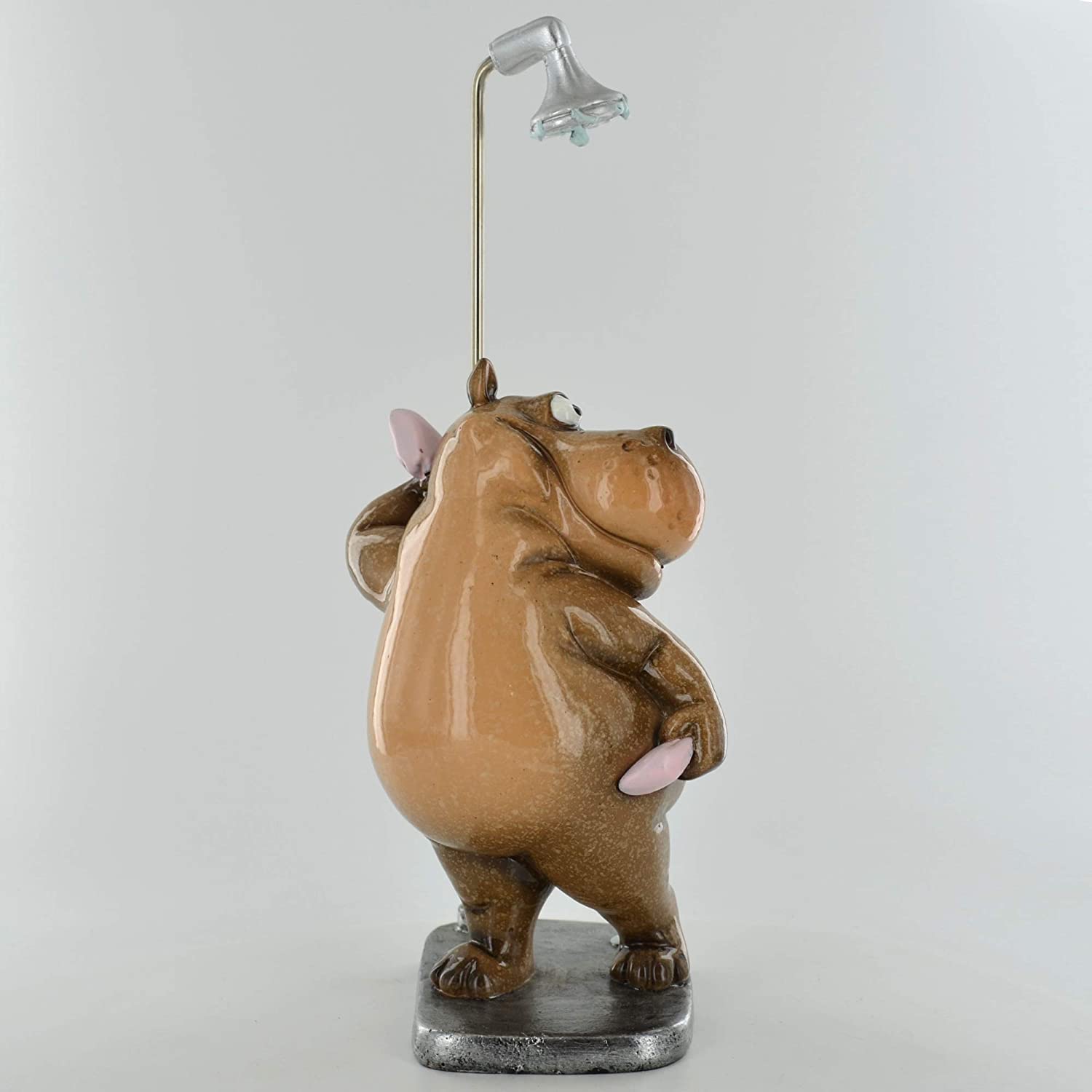 Comical Hippo Showering Small Resin Figurine