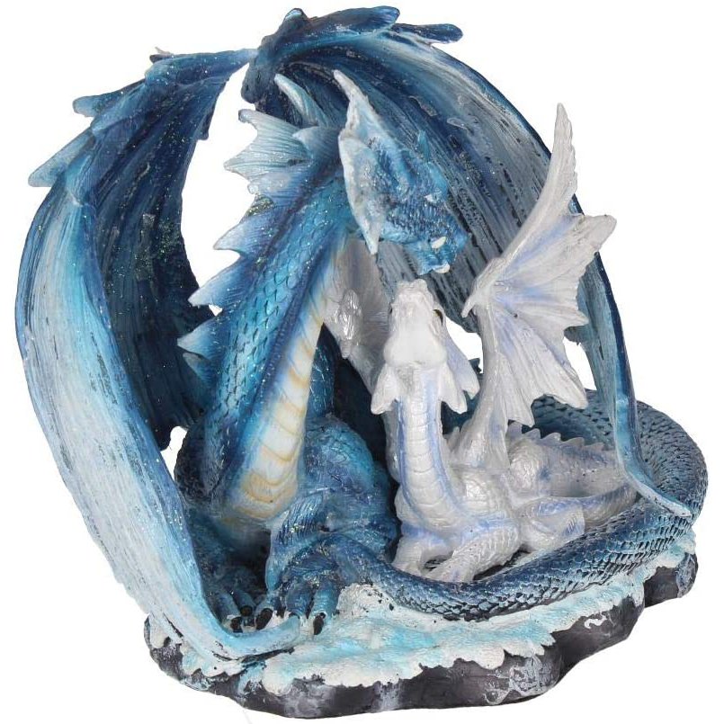 Mothers Love Blue Dragon White Dragonling Figurine