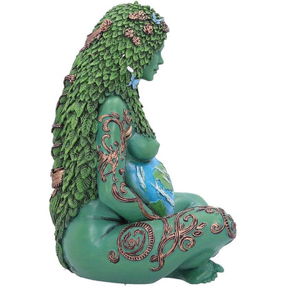 Ethereal Mother Earth Art Statue Painted Figurine Green
