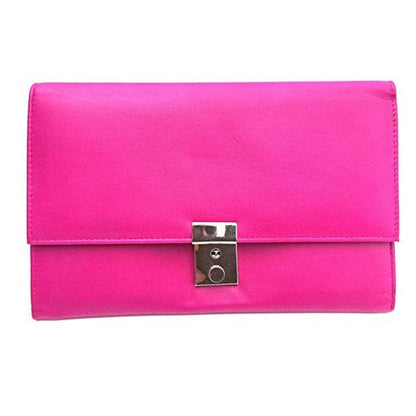Leather Lockable Travel Wallet Passport Holder Pink