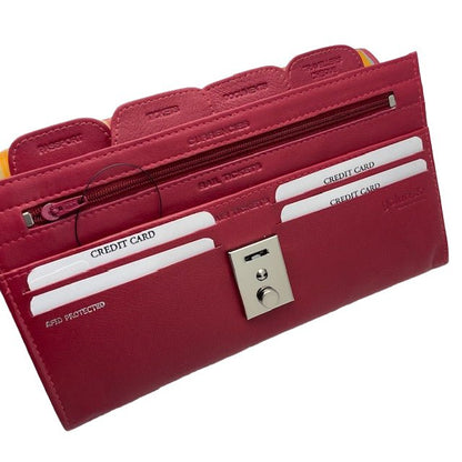 Leather Lockable Travel Wallet Passport Holder Red