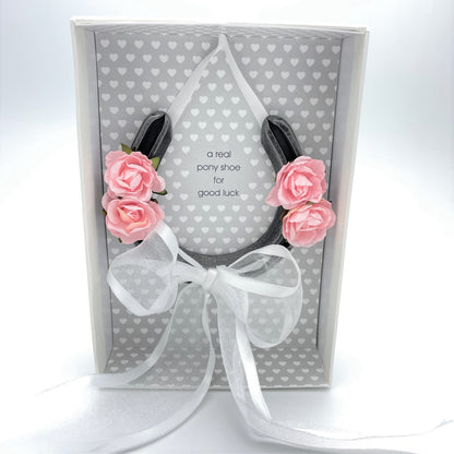 Wedding Good Luck Gift Lucky Real Pony Horseshoe Decorated With Pink Flowers