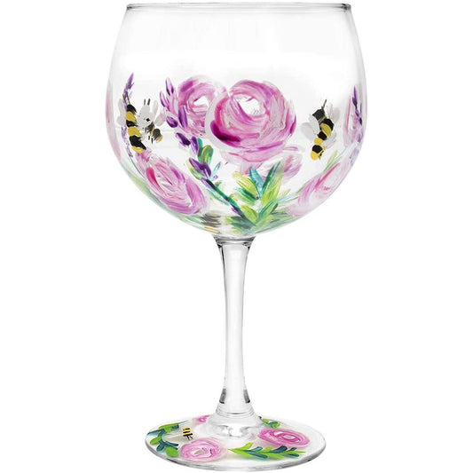 Lynsey Johnstone Handpainted Bees & Flowers Gin Glass