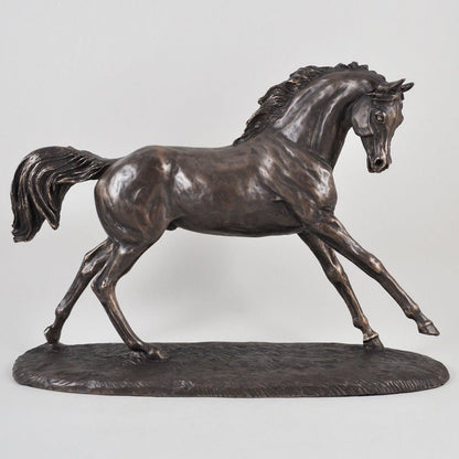 Horse Figure Signed Harriet Glen Cold Cast Bronze Cantering Arabian