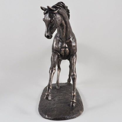 Horse Figure Signed Harriet Glen Cold Cast Bronze Cantering Arabian