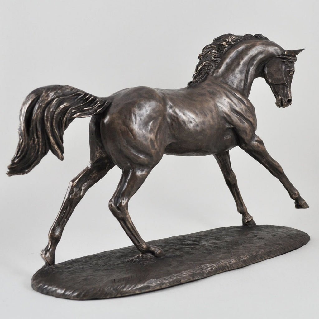 Horse Figure Signed Harriet Glen Cold Cast Bronze Cantering Arabian
