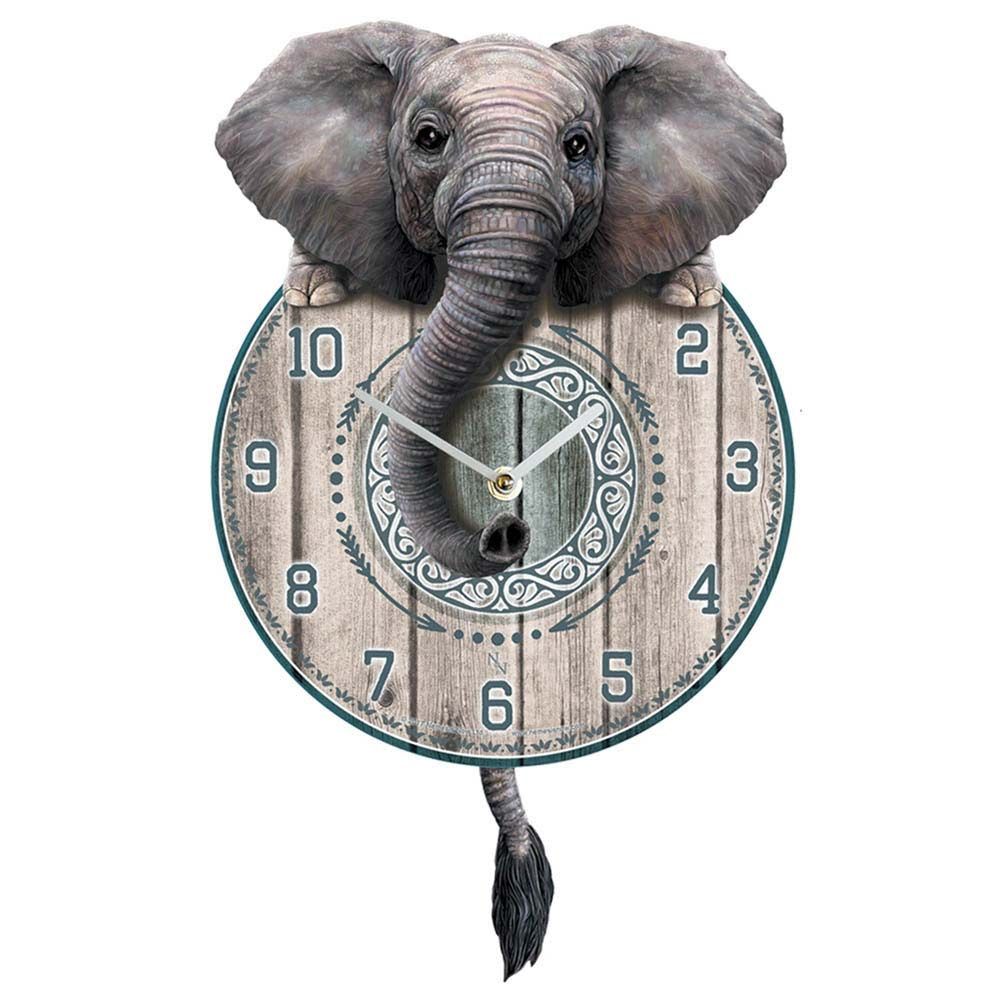 Trunkin Tickin Elephant Pendulum Wall Clock Nemesis Now